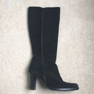 Beautiful black suede boots with 2 inch heals